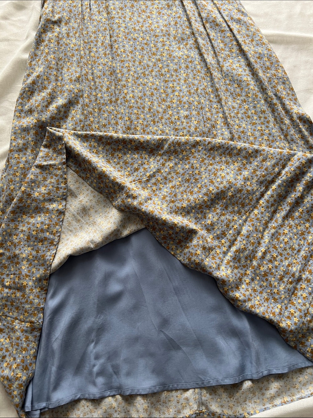 Bonita Dress NWT Medium Blue Floral Ditzy Print Rayon Midi Maxi Dress Pockets - Picture 11 of 11